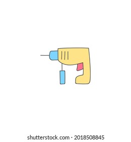 drill tool icon in color icon, isolated on white background 