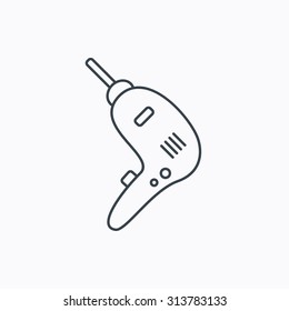 Drill tool icon. Electric jack-hammer sign. Linear outline icon on white background. Vector