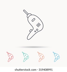 Drill tool icon. Electric jack-hammer sign. Linear icons on white background. Vector