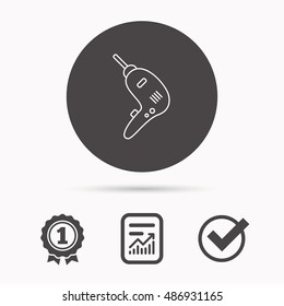 Drill tool icon. Electric jack-hammer sign.