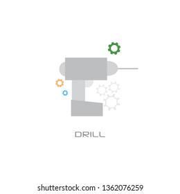 drill tool ion building construction engineering concept line style white background