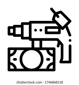 drill tool to pawnshop for money icon vector. drill tool to pawnshop for money sign. isolated contour symbol illustration