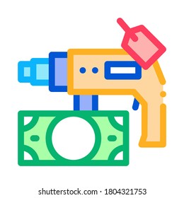 drill tool to pawnshop for money icon vector. drill tool to pawnshop for money sign. color symbol illustration