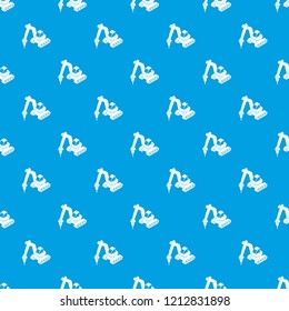 Drill tractor pattern vector seamless blue repeat for any use