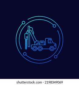 drill truck icon, linear design