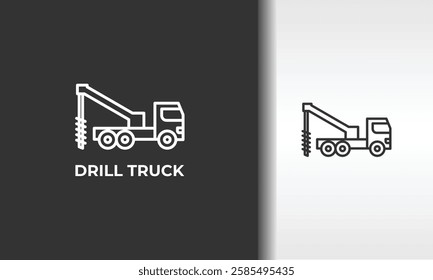 Drill Truck Vector, Icon Or Logo Sign Isolated Symbol Illustration