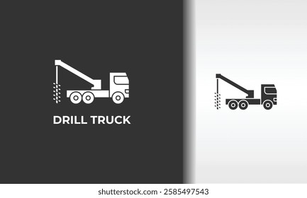 Drill Truck Vector, Icon Or Logo Sign Isolated Symbol Illustration