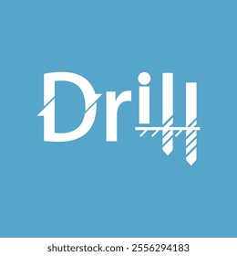 A drill typography on a blue background