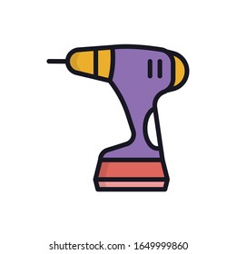Icono de esquema relleno del vector de taladro. estilo de ilustración 