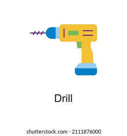 Drill vector Flat Icon Design illustration. Home Improvements Symbol on White background EPS 10 File
