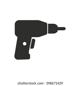 Drill  vector icon. Black  illustration isolated on white  background for graphic and web design.