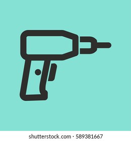 Drill vector icon. Black illustration isolated for graphic and web design.