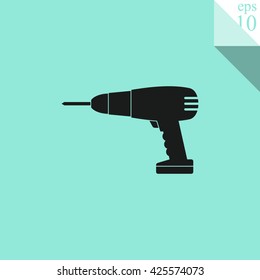 Drill vector icon. Electric screwdriver