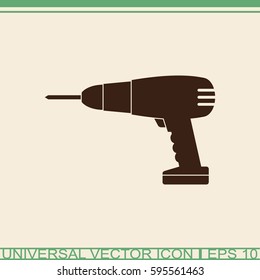 Drill vector icon. Electric screwdriver sign.