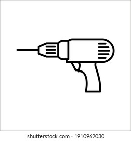 Icono del vector de taladrado. Ilustración aislada para diseño gráfico y web sobre fondo blanco. modificable por color