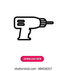 Drill vector icon, The outlined symbol of borer. Simple, modern flat vector illustration for mobile app, website or desktop app 