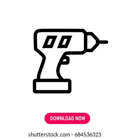 Drill vector icon, The outlined symbol of borer. Simple, modern flat vector illustration for mobile app, website or desktop app 