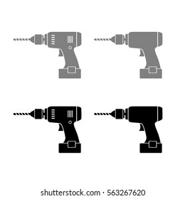 Drill vector icon, set on white background 