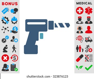 Drill vector icon. Style is bicolor flat symbol, cyan and blue colors, rounded angles, white background.