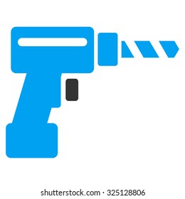 Drill vector icon. Style is bicolor flat symbol, blue and gray colors, rounded angles, white background.