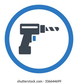 Drill vector icon. Style is bicolor flat rounded symbol, smooth blue colors, rounded angles, white background.