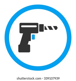 Drill vector icon. Style is bicolor flat rounded symbol, blue and gray colors, rounded angles, white background.