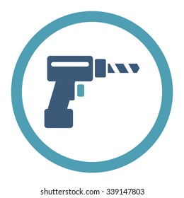 Drill vector icon. Style is bicolor flat rounded symbol, cyan and blue colors, rounded angles, white background.