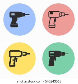 Drill vector icons set. Illustration isolated for graphic and web design.
