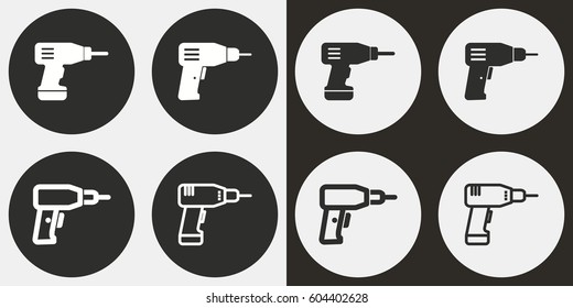 Drill vector icons set. Illustration isolated for graphic and web design.