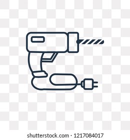 Drill vector outline icon isolated on transparent background, high quality linear Drill transparency concept can be used web and mobile