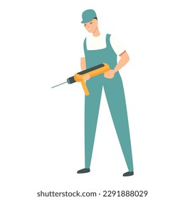 Vector de dibujos animados de iconos de trabajo de taladros. Aire acondicionado. Sala de trabajo