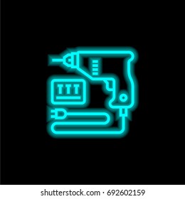 Driller blue glowing neon ui ux icon. Glowing sign logo vector