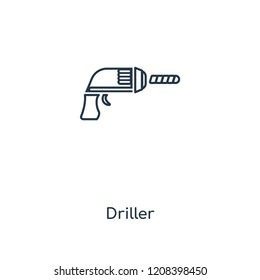 Driller concept line icon. Linear Driller concept outline symbol design. This simple element illustration can be used for web and mobile UI/UX.