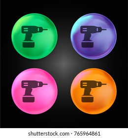 Driller crystal ball design icon in green - blue - pink and orange.