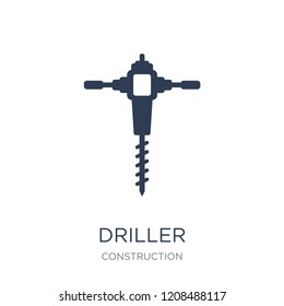 Driller icon. Trendy flat vector Driller icon on white background from Construction collection, vector illustration can be use for web and mobile, eps10