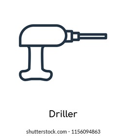 Driller icon vector isolated on white background. thin symbols or lined elements in outline style