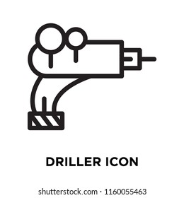 Driller icon vector isolated on white background, Driller transparent sign , line symbol or linear element design in outline style