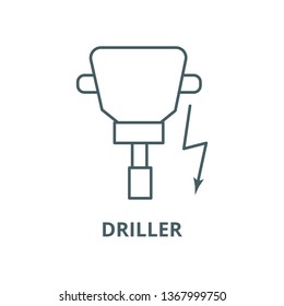 Driller line icon, vector. Driller outline sign, concept symbol, flat illustration