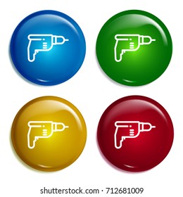 Driller multi color gradient glossy badge icon set. Realistic shiny badge icon or logo mockup