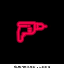 Driller red glowing neon ui ux icon. Glowing sign logo vector