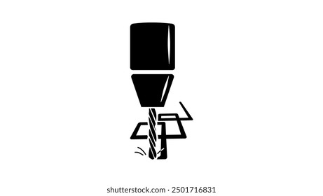 drilling cnc, black isolated silhouette