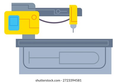 Icono de color de la máquina CNC de perforación. Proceso de Industrial
