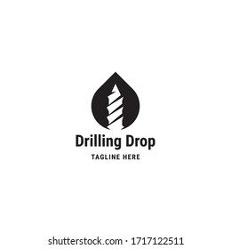 Drilling drop logo concept. Drill, water - vector