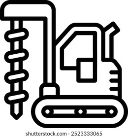 Bohrbagger-Symbol. Bau und Werkzeuge des Baggers Icon