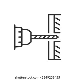 Drilling a hole, linear icon. Line with editable stroke