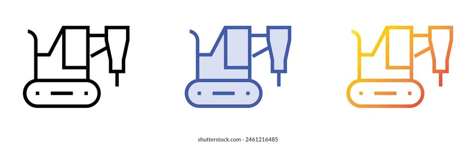 icono de taladro. Diseño de estilo de relleno lineal, azul y degradado aislado sobre fondo blanco