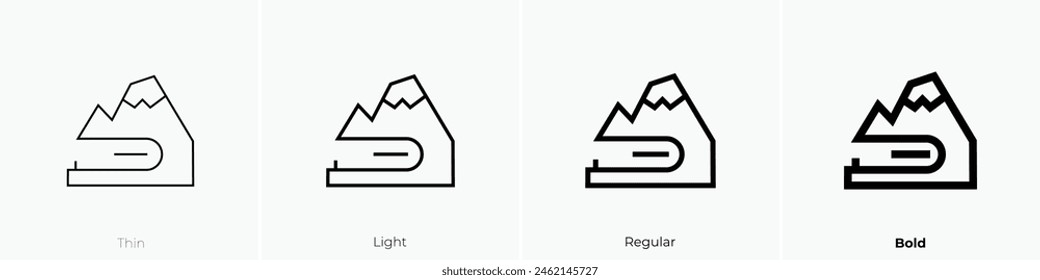 drilling icon. Thin, Light Regular And Bold style design isolated on white background