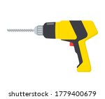 Drilling machine or hand drill, vector flat illustration, isolated on white