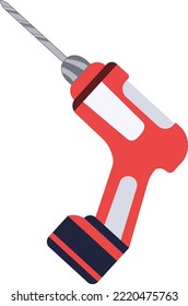 Drilling machine or hand drill, vector flat illustration, isolated on white