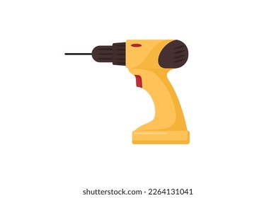 Drilling machine or hand drill, vector flat illustration isolated on white